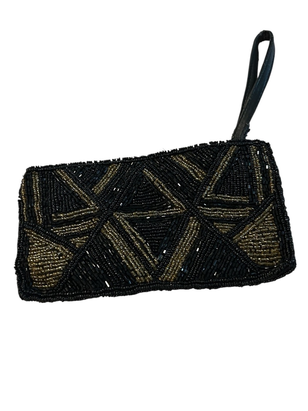 Vintage Sopreso Black and Gold Beaded Wristlet